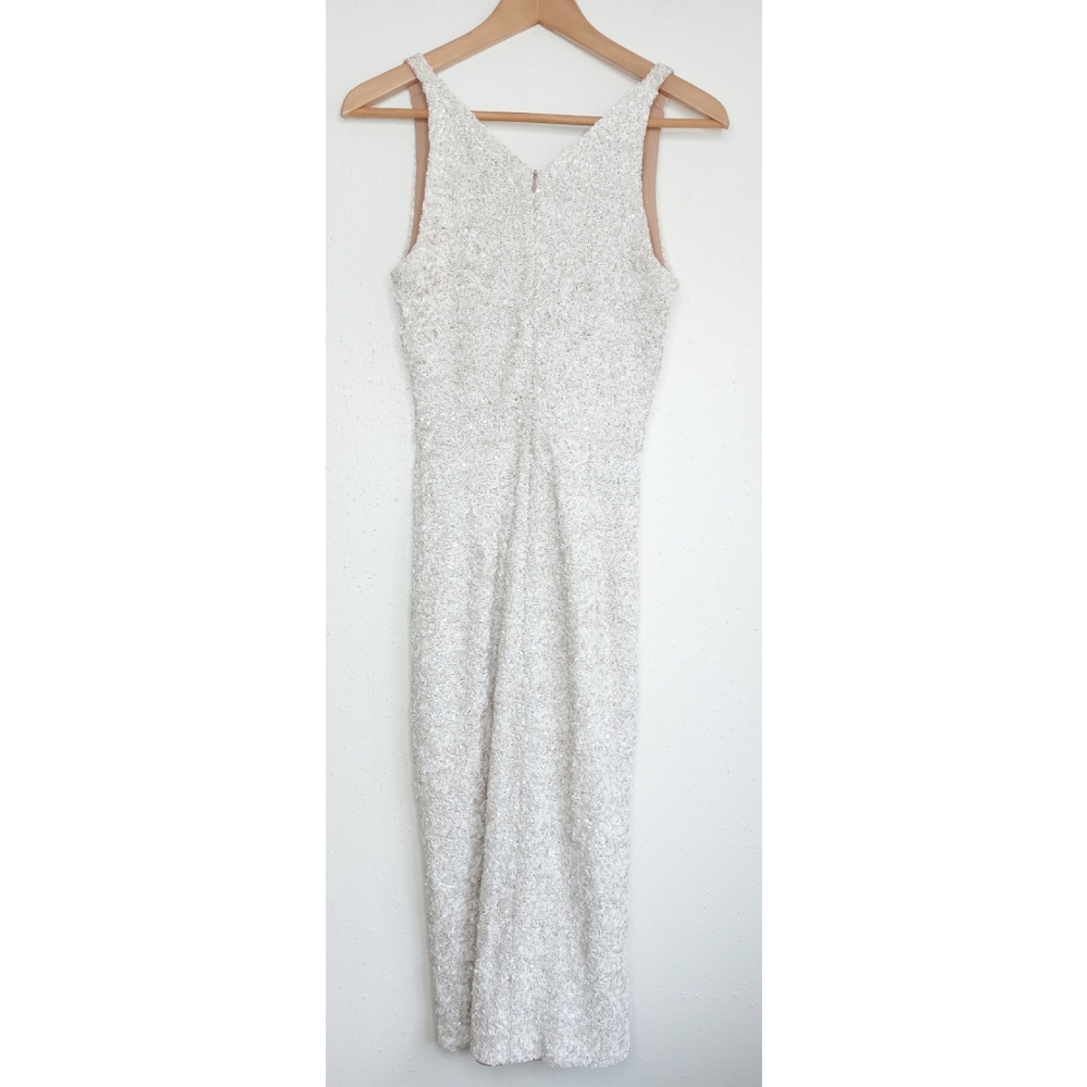 Dress the Population Cream Sequin Midi Dress with Front Slit - Picture 3 of 13